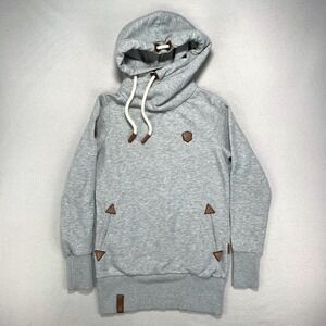Naketano Hoodie Womens Medium Grey Nautical‎ Thick Fleece Pullover Casual Boho